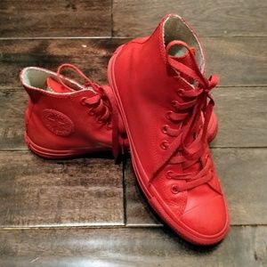 Red Converse Vinyl High Tops